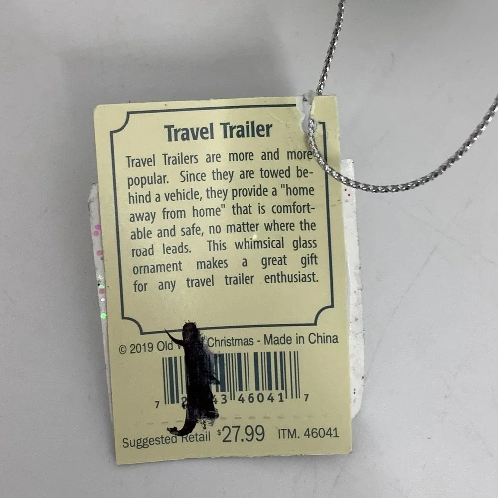 Old World Christmas Travel‎ Trailer Camper RV Ornament Red Green White